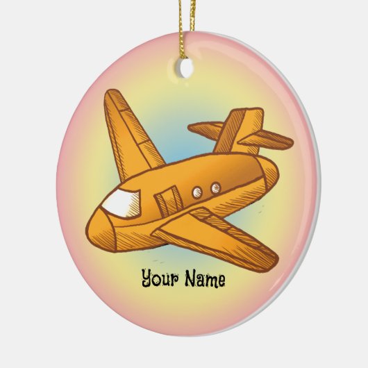 Geel vliegtuig keramisch ornament (Links)