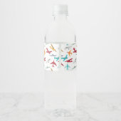 Geel Vliegtuig Kinder 1e Verjaardag Party Time Fli Waterfles Etiket (Achterkant)