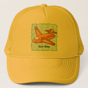 Geel vliegtuig trucker pet