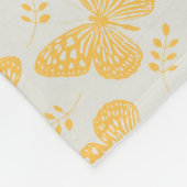 Geel vlinderpatroon op grijze achtergrond fleece deken (Hoek)