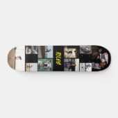 Geel Voeg naam toe Zwart Fotocollage Sjabloon Persoonlijk Skateboard (Horizontaal)