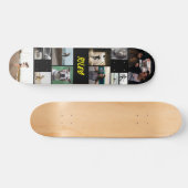 Geel Voeg naam toe Zwart Fotocollage Sjabloon Persoonlijk Skateboard (Horizontaal)