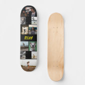 Geel Voeg naam toe Zwart Fotocollage Sjabloon Persoonlijk Skateboard (Voorkant)