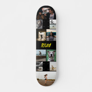 Geel Voeg naam toe Zwart Fotocollage Sjabloon Persoonlijk Skateboard