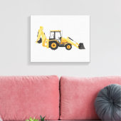 Geel voertuig voor het aanleggen van backhoe canvas afdruk (Insitu (Woonkamer))