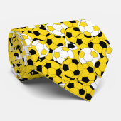 Geel ⚽ Voetbal collage - Twee zijkanten afdrukken Stropdas (Opgerold)