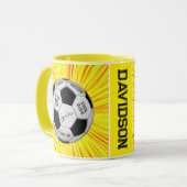 Geel Voetbal Custom Leeftijd Naam Verjaardag Mok (Voorkant links)