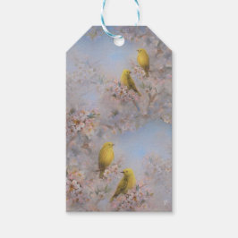 Geel vogel cadeaukaartje cadeaulabel