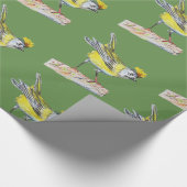 Geel Vogel Glanzend Wrapping Papier (Hoek)