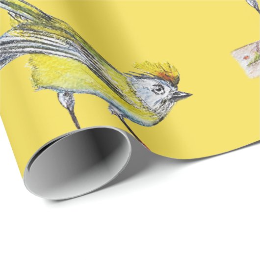 Geel Vogelinpakpapier, 30 in x 6 ft Cadeaupapier (Rol Hoek)
