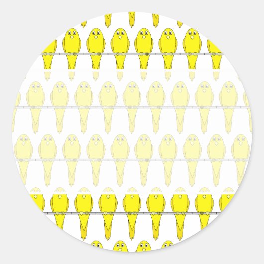 Geel vogelpatroon. Kanarische eilanden. Ronde Sticker (Voorkant)