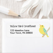 Geel vogelpatroon Terug Adres label (Insitu)