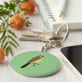 Geel vogelportret Wagtail Wild Bird Sleutelhanger (Zijkant)