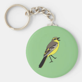 Geel vogelportret Wagtail Wild Bird Sleutelhanger