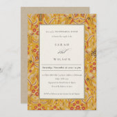  geel, vogelrepetitief diner uitnodiging (Voorkant / Achterkant)