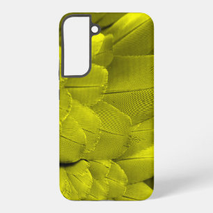 Geel vogelveerpatroon samsung galaxy hoesje