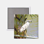 Geel-volle Night Heron Magneet (Voorkant / Achterkant)