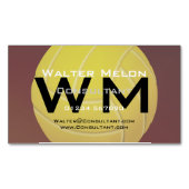 Geel Volleybal 🏐 Aardse Rode Achtergrond Custom Magnetisch Visitekaartje (Voorkant)