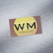 Geel Volleybal 🏐 Aardse Rode Achtergrond Custom Magnetisch Visitekaartje (Voorbeeld)