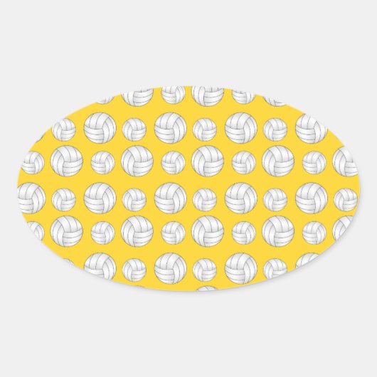 Geel volleybalpatroon ovale sticker (Voorkant)