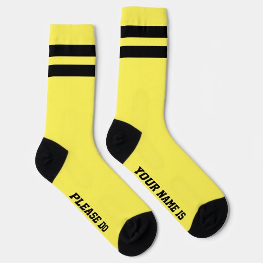 Geel voor PERSONALIZED Message Socks Sokken (Rechts)