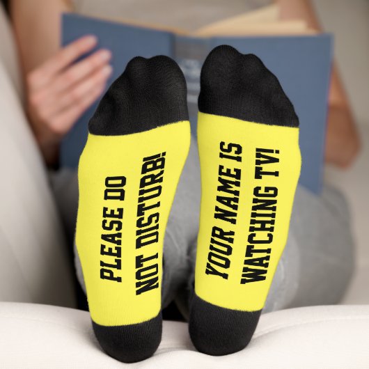 Geel voor PERSONALIZED Message Socks Sokken (Onderkant)