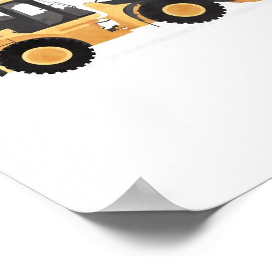 Geel voorladers constructievoertuig decor poster (Hoek)