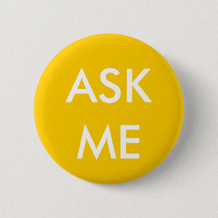 Geel vraag het me! Buttonnen voor vrijwilligers, l Ronde Button 5,7 Cm