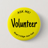 Geel Vraag me Vrijwilligersbadge Ronde Button 5,7 Cm (Voorkant)