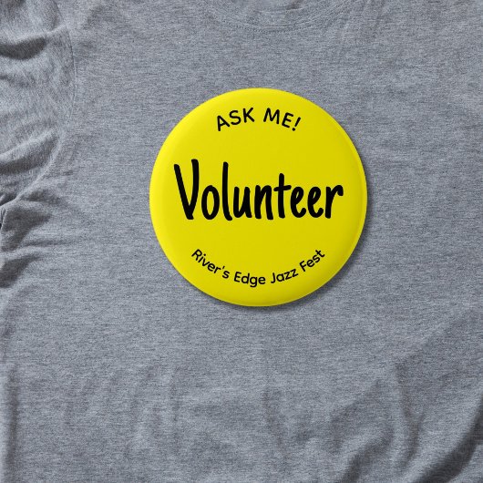 Geel Vraag me Vrijwilligersbadge Ronde Button 5,7 Cm