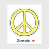 Geel vredessymbool sticker (Vel)