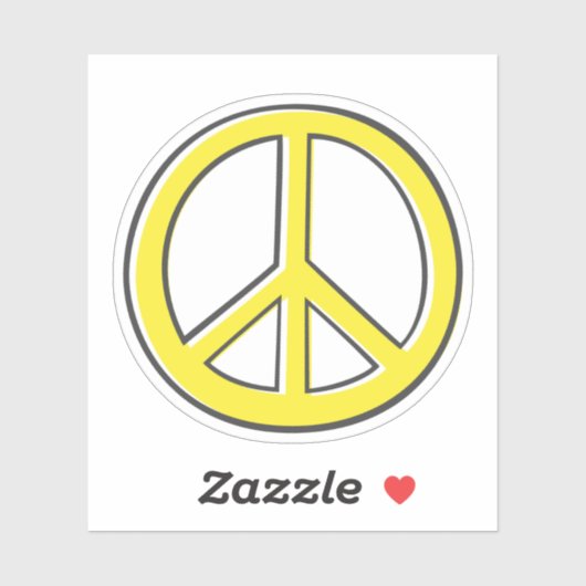 Geel vredessymbool sticker (Vel)