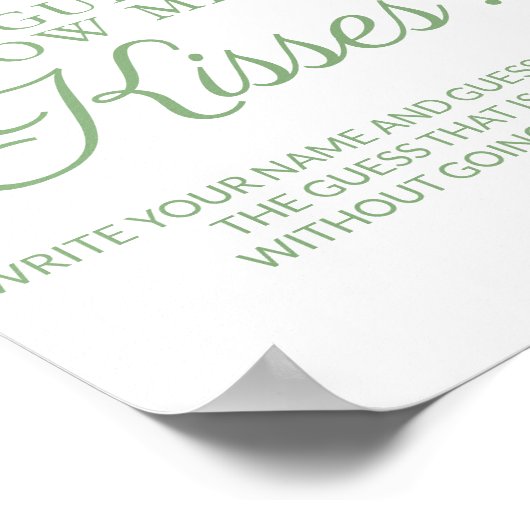 Geel Vrijgezellenfeest Guess Kisses spel Poster (Hoek)