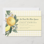 Geel Vrijgezellenfeest Lemon Main Squeeze Gingham Kaart (Voorkant)