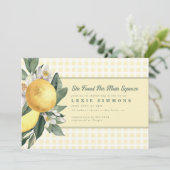 Geel Vrijgezellenfeest Lemon Main Squeeze Gingham Kaart (Staand voorkant)