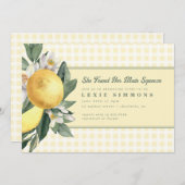 Geel Vrijgezellenfeest Lemon Main Squeeze Gingham Kaart (Voorkant / Achterkant)