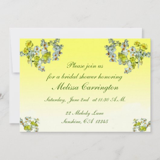 Geel Vrijgezellenfeest van Floral Kaart (Voorkant)