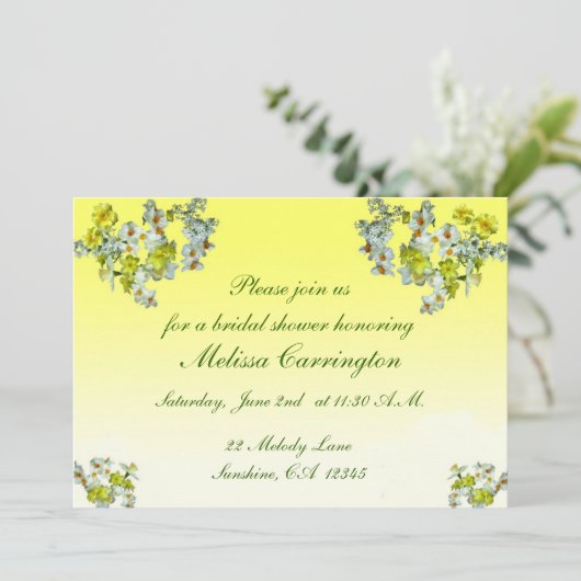 Geel Vrijgezellenfeest van Floral Kaart (Staand voorkant)