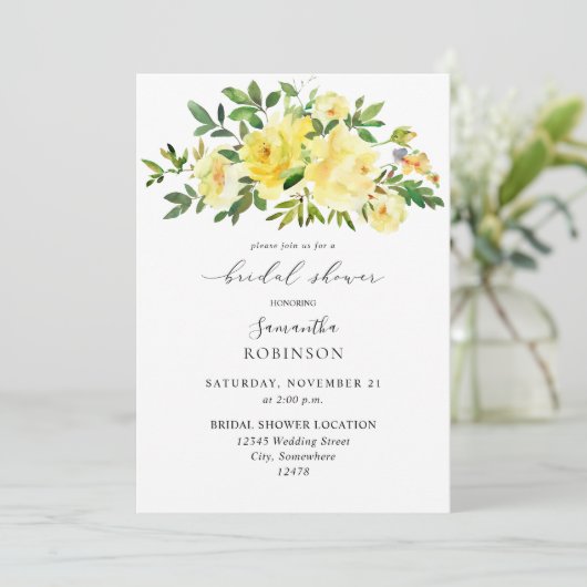 Geel Vrijgezellenfeest van Floral Kaart (Staand voorkant)