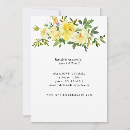 Geel Vrijgezellenfeest van Floral Kaart (Achterkant)