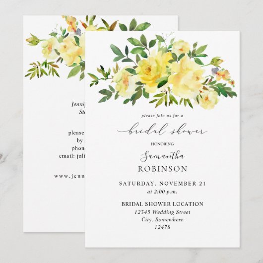 Geel Vrijgezellenfeest van Floral Kaart (Voorkant / Achterkant)