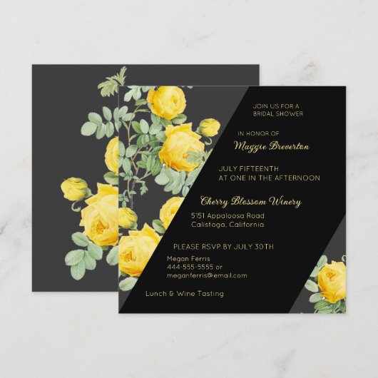 Geel Vrijgezellenfeest van Rose Kaart (Voorkant / Achterkant)