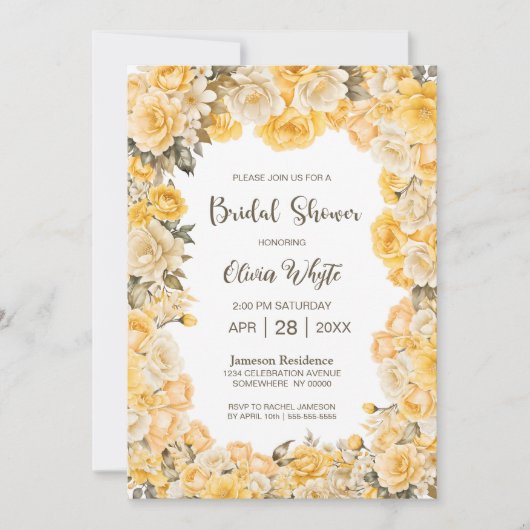 Geel Vrijgezellenfeest van rozenbloemen Kaart