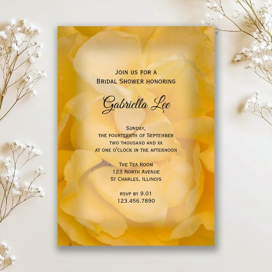 Geel Vrijgezellenfeest van rozenbloemen Kaart