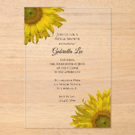 Geel Vrijgezellenfeest zonnebloemen Acryl Uitnodigingen