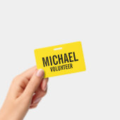 Geel vrijwilligersbadge met aangepaste naam badge (Handheld)
