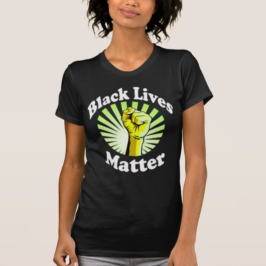 Geel vuist zwart vezel Matter BLM T-shirt (Voorkant)
