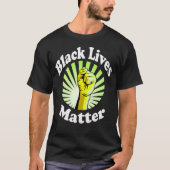 Geel vuist zwart vezel Matter BLM T-shirt (Voorkant)