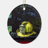 Geel Vuur Kapitein's Helm Keramisch Ornament (Links)