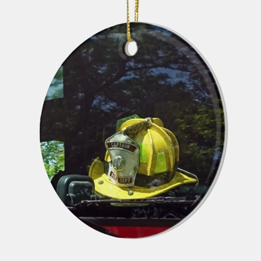 Geel Vuur Kapitein's Helm Keramisch Ornament (Links)